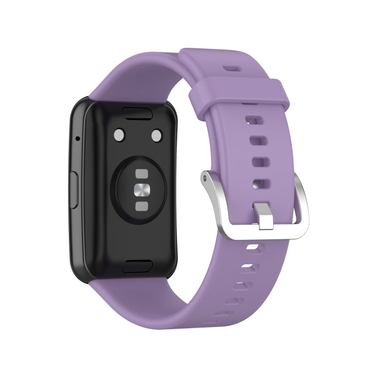 For Huawei Watch Fit Silicone Watch Band with Stainless Steel Buckle(Light Purple)
