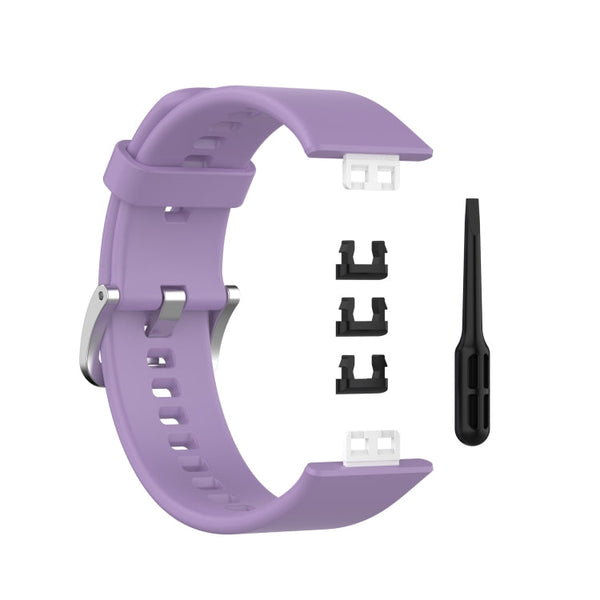 For Huawei Watch Fit Silicone Watch Band with Stainless Steel Buckle(Light Purple)