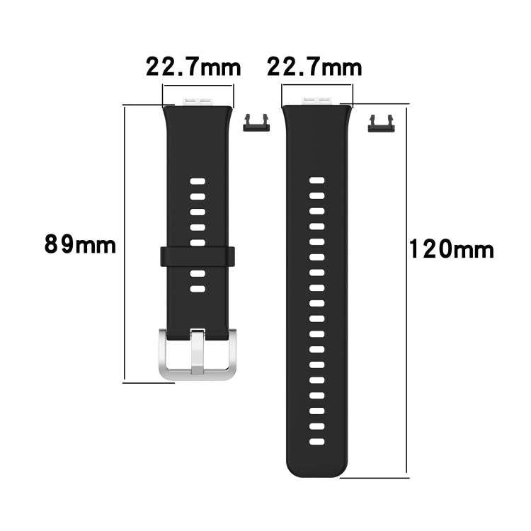 For Huawei Watch Fit Silicone Watch Band with Stainless Steel Buckle(Black)