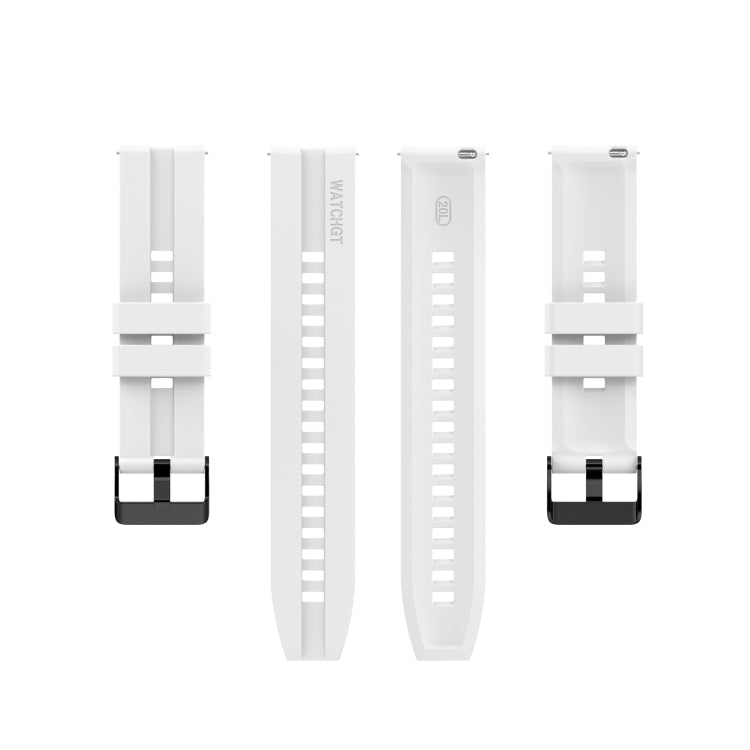 For Huawei Watch GT 2 42mm Silicone Watch Band with Black Buckle(White)