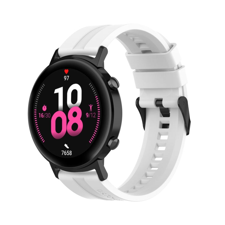 For Huawei Watch GT 2 42mm Silicone Watch Band with Black Buckle(White)