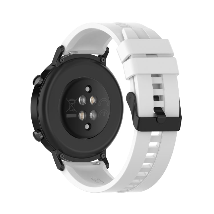 For Huawei Watch GT 2 42mm Silicone Watch Band with Black Buckle(White)