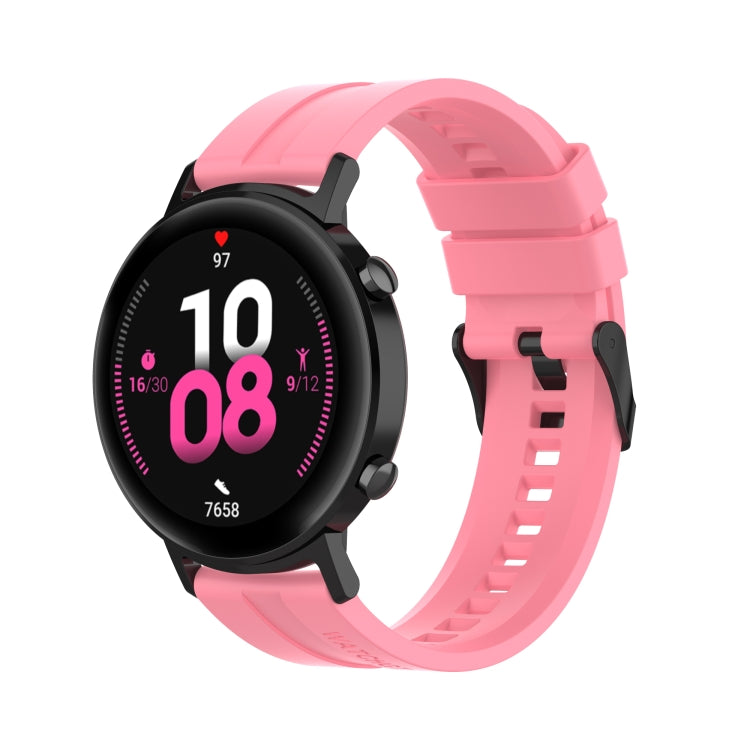 For Huawei Watch GT 2 42mm Silicone Watch Band with Black Buckle(Pink)