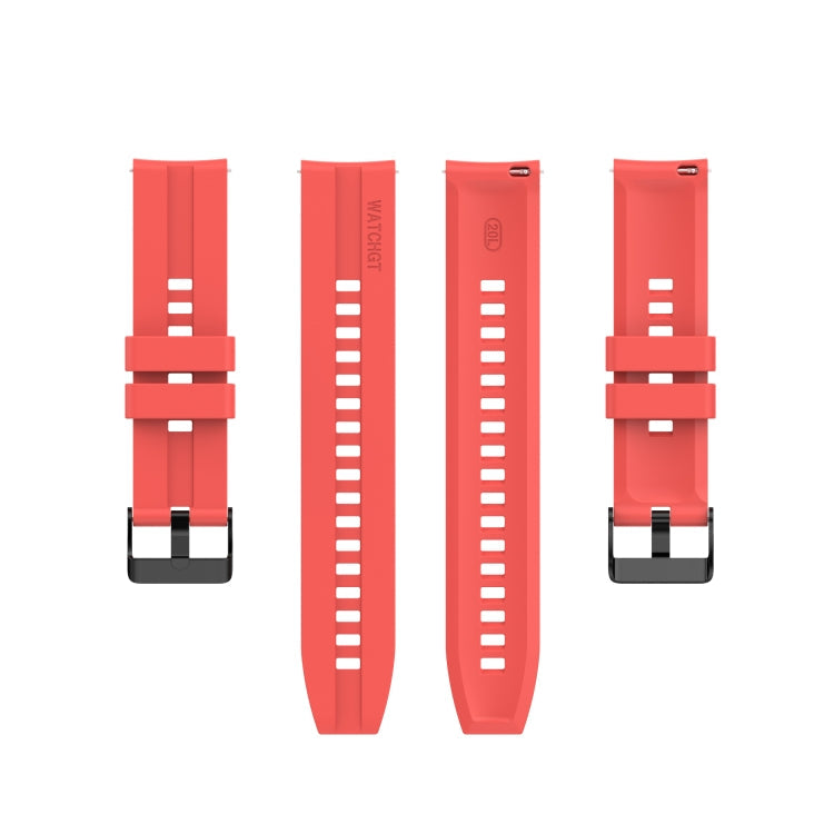 For Huawei Watch GT 2 42mm Silicone Watch Band with Black Buckle(Red)