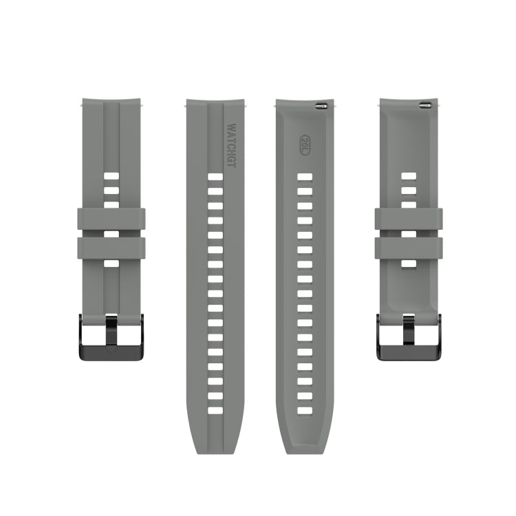 For Huawei Watch GT 2 42mm Silicone Watch Band with Black Buckle(Grey)