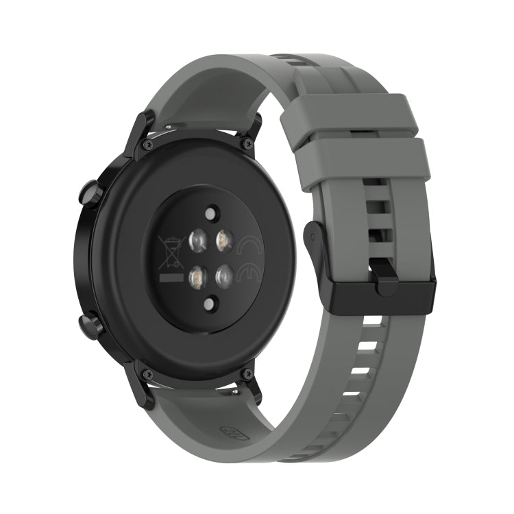 For Huawei Watch GT 2 42mm Silicone Watch Band with Black Buckle(Grey)
