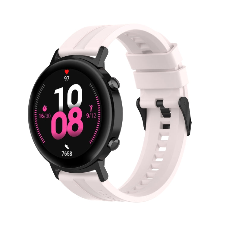 For Huawei Watch GT 2 42mm Silicone Watch Band with Black Buckle(Quicksand Pink)