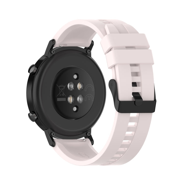 For Huawei Watch GT 2 42mm Silicone Watch Band with Black Buckle(Quicksand Pink)