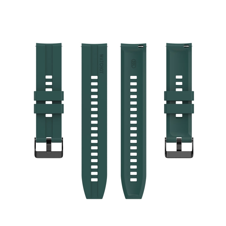 For Huawei Watch GT 2 42mm Silicone Watch Band with Black Buckle(Dark Green)