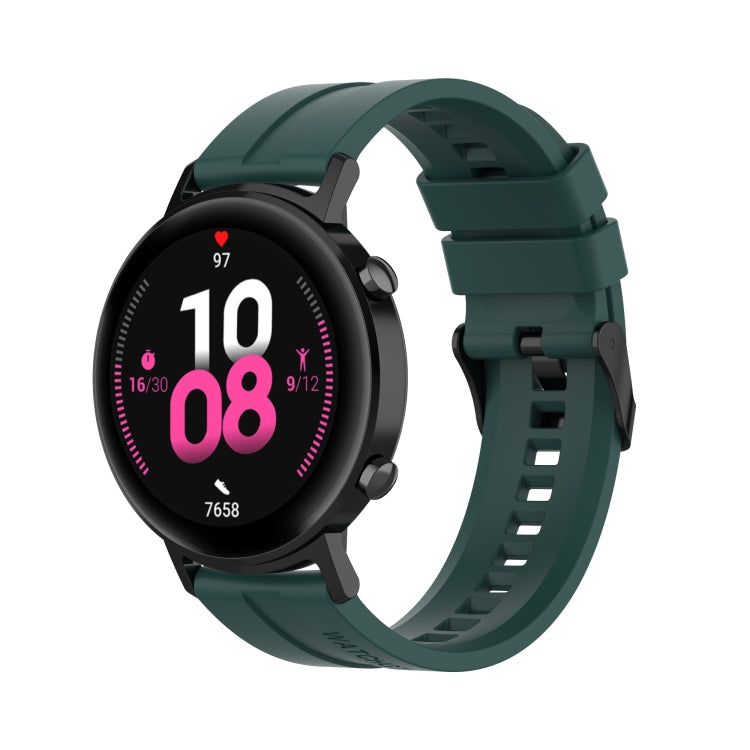 For Huawei Watch GT 2 42mm Silicone Watch Band with Black Buckle(Dark Green)