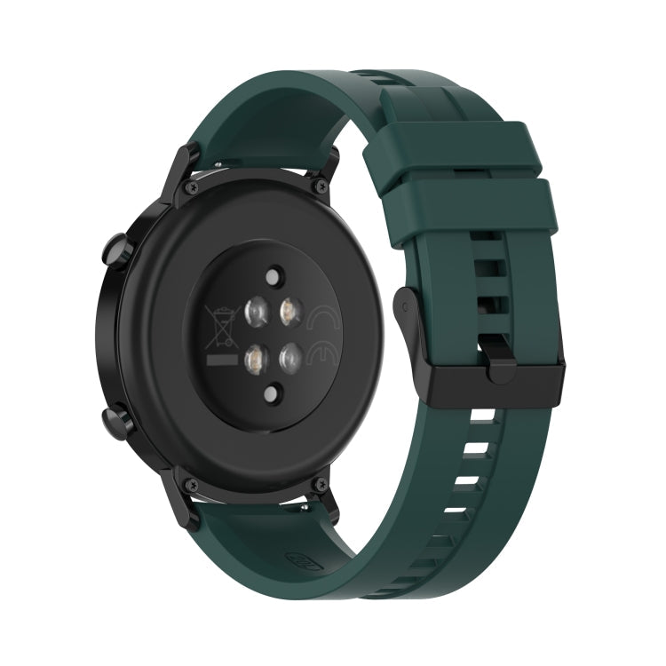 For Huawei Watch GT 2 42mm Silicone Watch Band with Black Buckle(Dark Green)