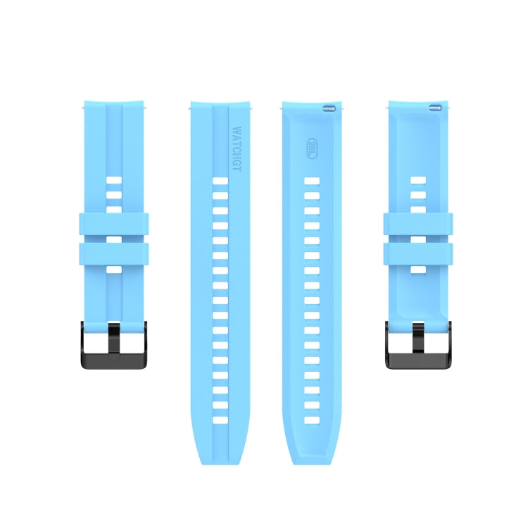 For Huawei Watch GT 2 42mm Silicone Watch Band with Black Buckle(Sky Blue)