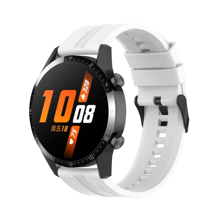 For Huawei Watch GT 2 46mm Silicone Watch Band with Black Buckle(White)