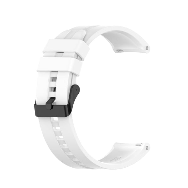 For Huawei Watch GT 2 46mm Silicone Watch Band with Black Buckle(White)