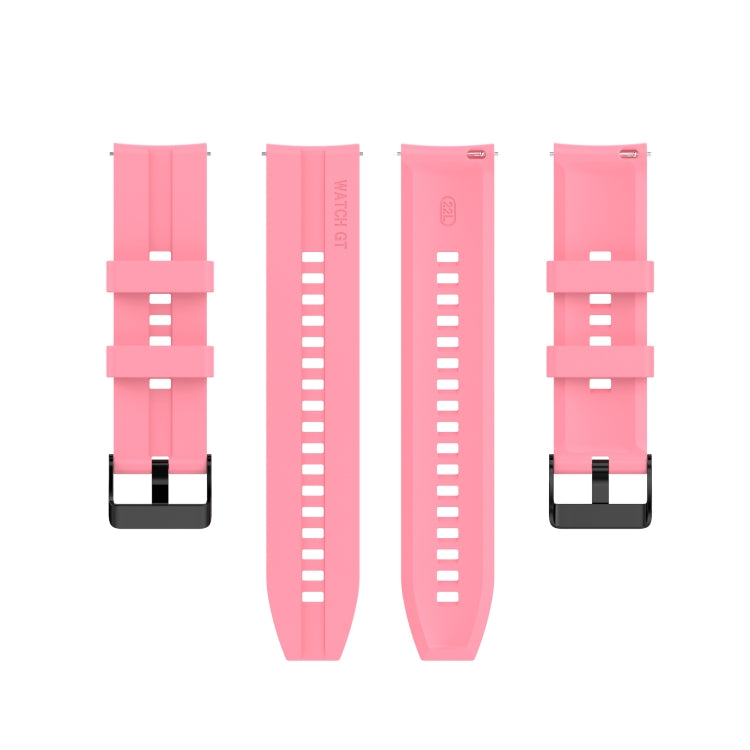 For Huawei Watch GT 2 46mm Silicone Watch Band with Black Buckle(Pink)