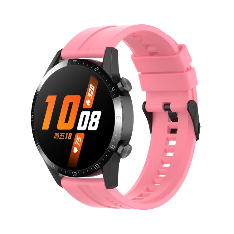 For Huawei Watch GT 2 46mm Silicone Watch Band with Black Buckle(Pink)