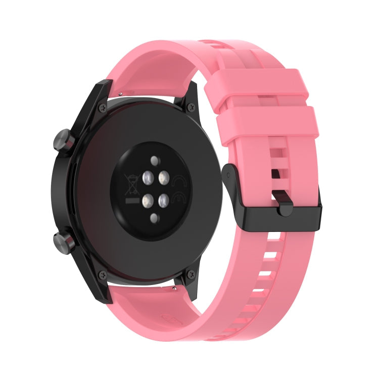 For Huawei Watch GT 2 46mm Silicone Watch Band with Black Buckle(Pink)