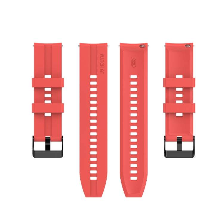 For Huawei Watch GT 2 46mm Silicone Watch Band with Black Buckle(Red)