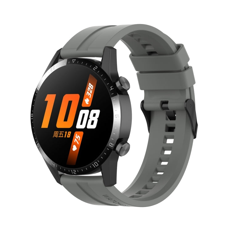 For Huawei Watch GT 2 46mm Silicone Watch Band with Black Buckle(Grey)