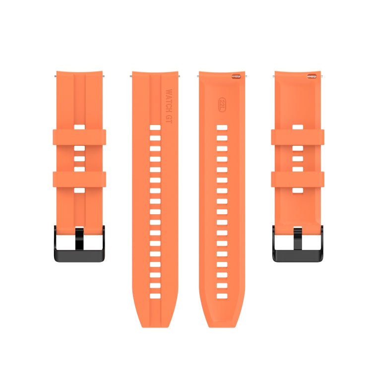 For Huawei Watch GT 2 46mm Silicone Watch Band with Black Buckle(Vibrant Orange)