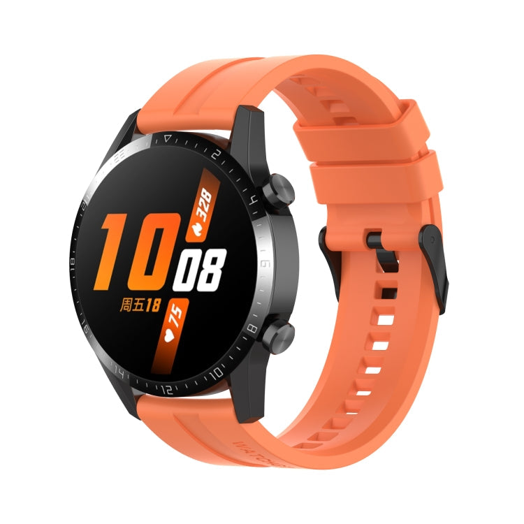 For Huawei Watch GT 2 46mm Silicone Watch Band with Black Buckle(Vibrant Orange)