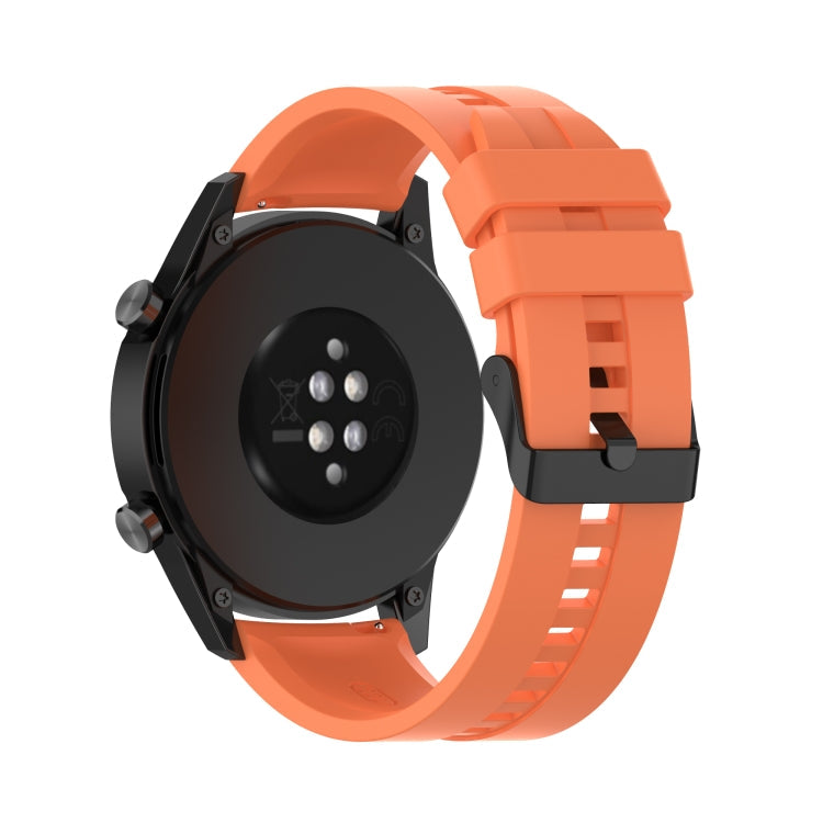 For Huawei Watch GT 2 46mm Silicone Watch Band with Black Buckle(Vibrant Orange)
