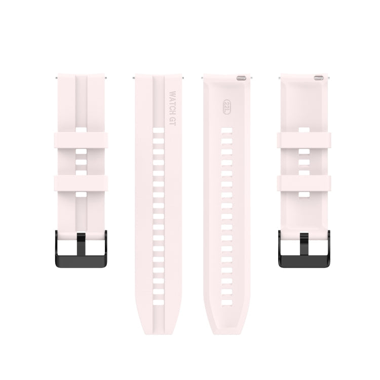 For Huawei Watch GT 2 46mm Silicone Watch Band with Black Buckle(Quicksand Pink)