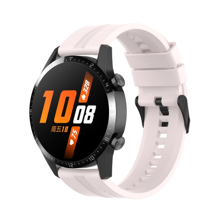 For Huawei Watch GT 2 46mm Silicone Watch Band with Black Buckle(Quicksand Pink)