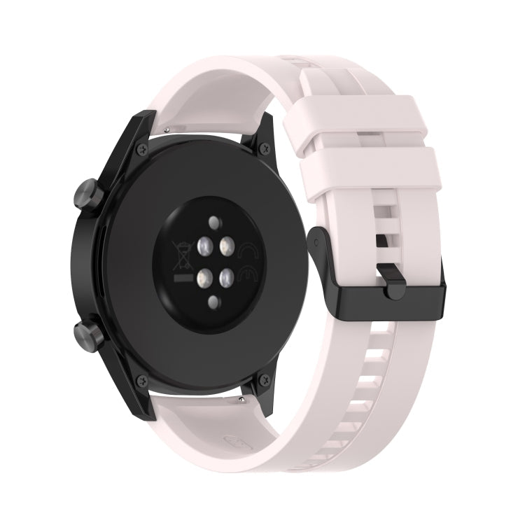 For Huawei Watch GT 2 46mm Silicone Watch Band with Black Buckle(Quicksand Pink)