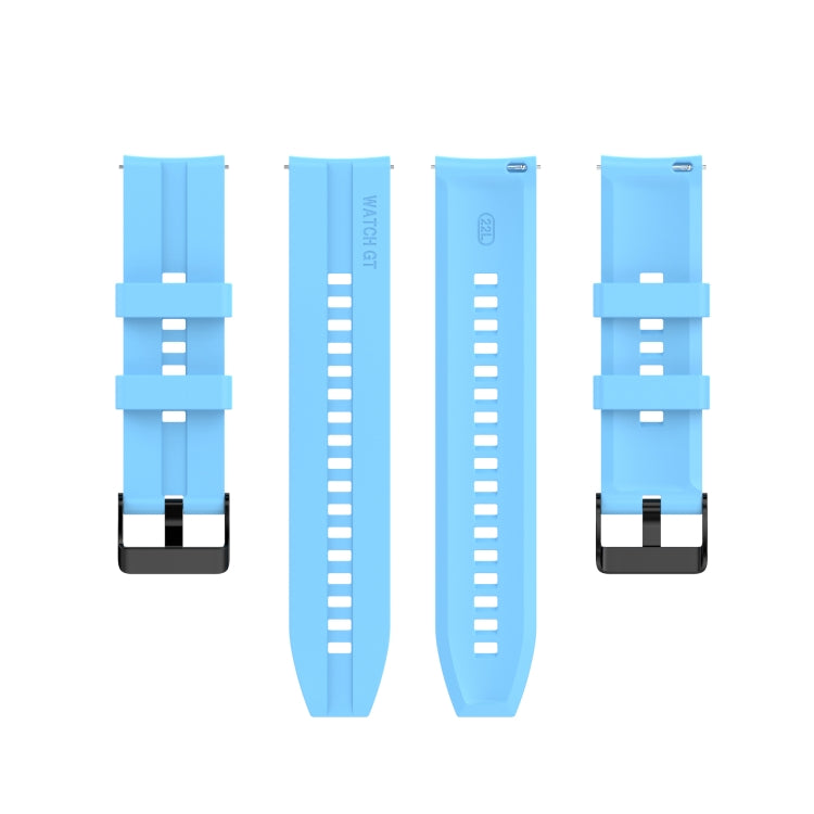 For Huawei Watch GT 2 46mm Silicone Watch Band with Black Buckle(Sky Blue)