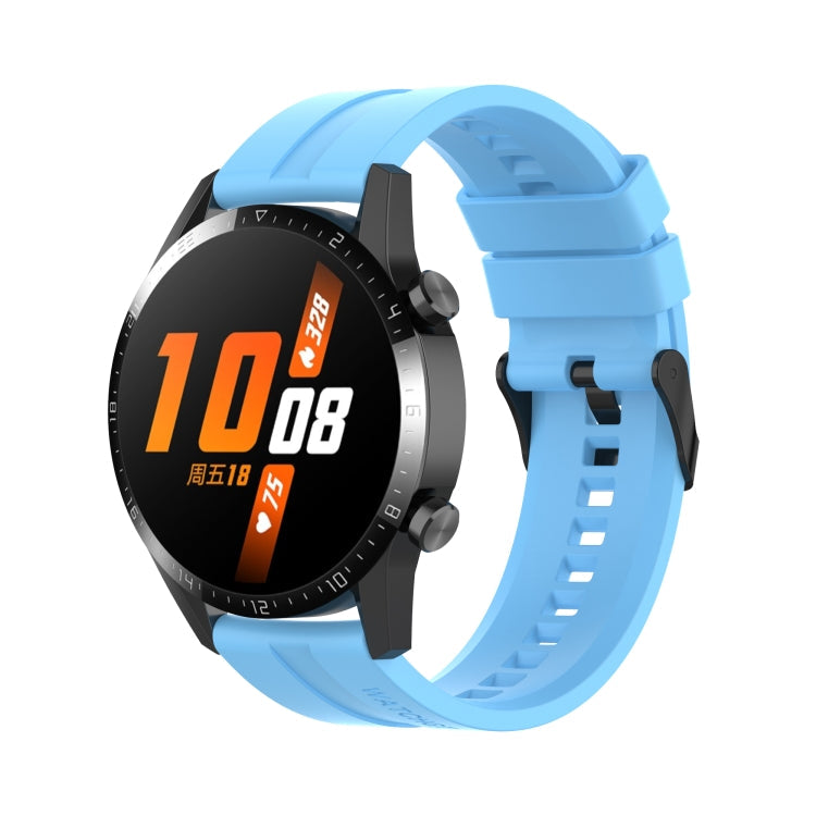 For Huawei Watch GT 2 46mm Silicone Watch Band with Black Buckle(Sky Blue)
