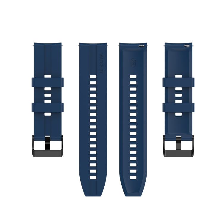 For Huawei Watch GT 2 46mm Silicone Watch Band with Black Buckle(Dark Blue)