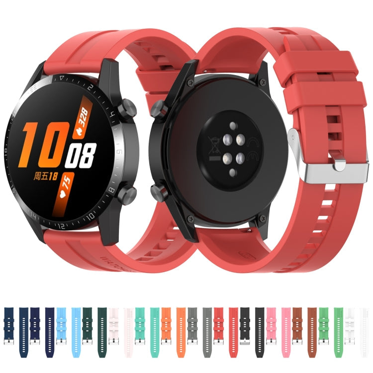 For Huawei Watch GT 2 46mm Silicone Watch Band with Black Buckle(Grey)