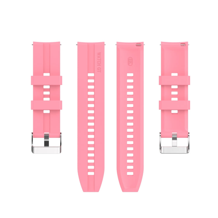 For Huawei Watch GT 2 46mm Silicone Watch Band with Silver Buckle(Pink)