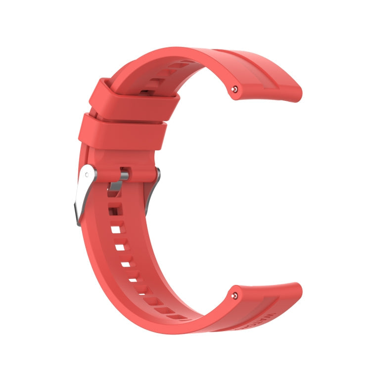 For Huawei Watch GT 2 46mm Silicone Watch Band with Silver Buckle(Red)