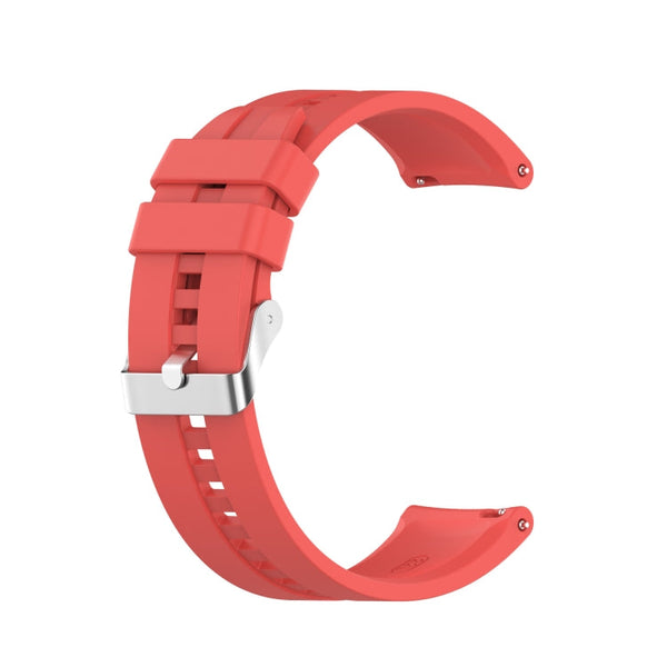 For Huawei Watch GT 2 46mm Silicone Watch Band with Silver Buckle(Red)