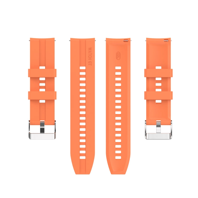 For Huawei Watch GT 2 46mm Silicone Watch Band with Silver Buckle(Vibrant Orange)