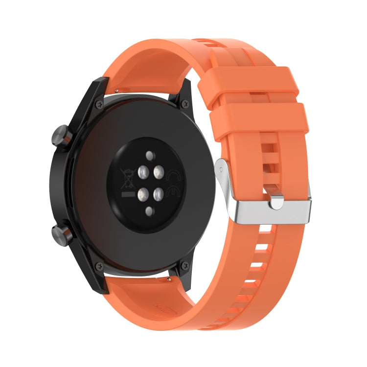 For Huawei Watch GT 2 46mm Silicone Watch Band with Silver Buckle(Vibrant Orange)