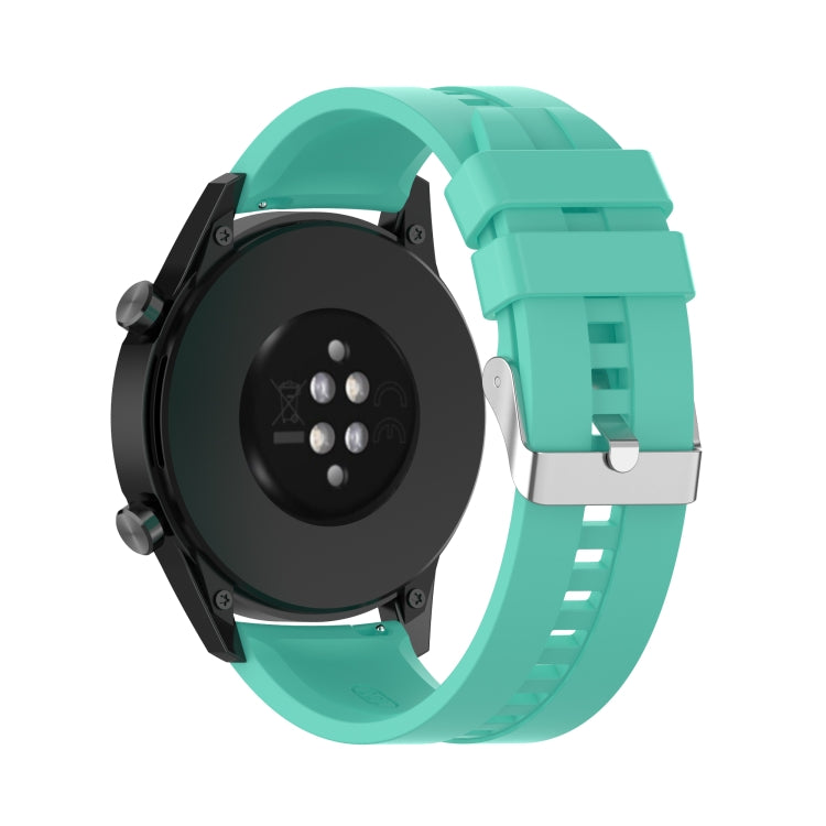 For Huawei Watch GT 2 46mm Silicone Watch Band with Silver Buckle(Aurora Blue)