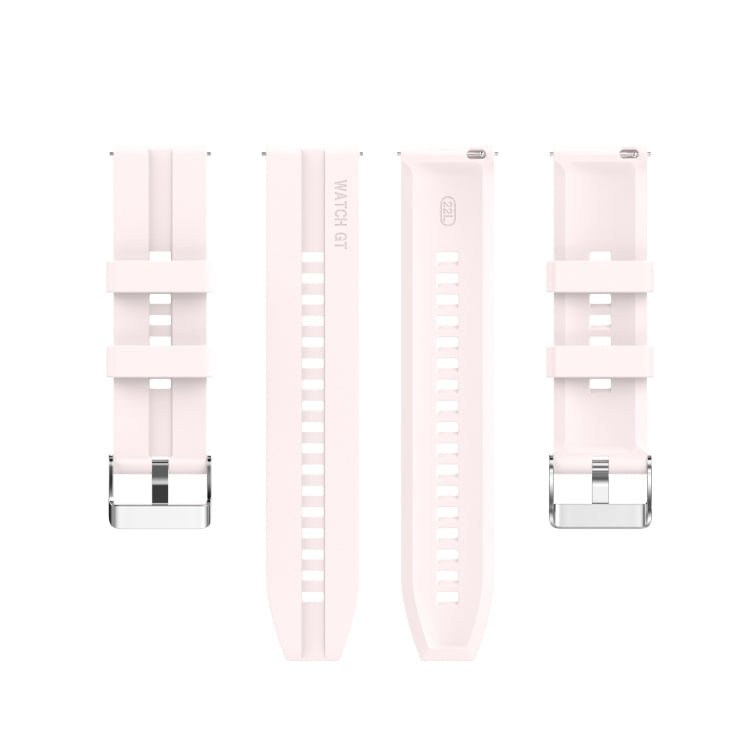For Huawei Watch GT 2 46mm Silicone Watch Band with Silver Buckle(Quicksand Pink)