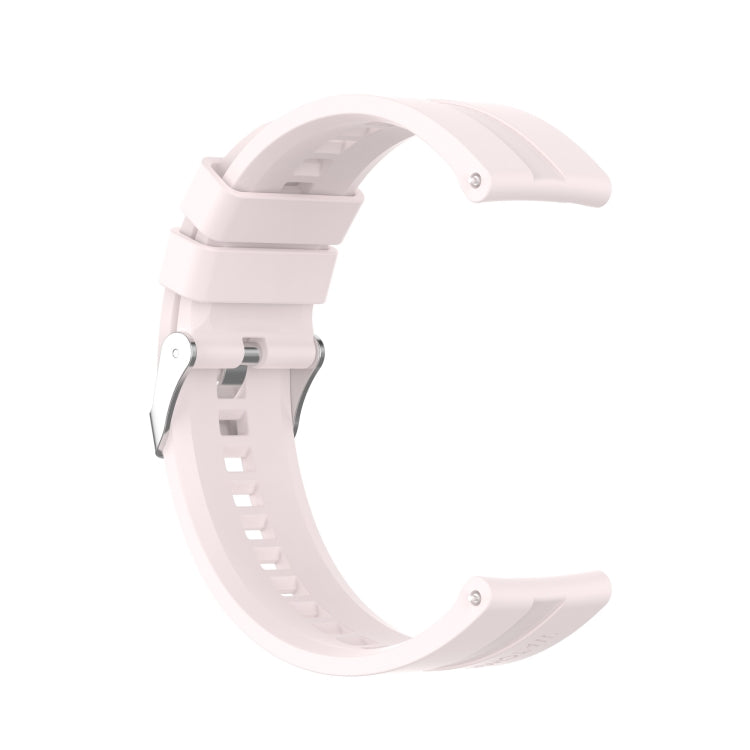 For Huawei Watch GT 2 46mm Silicone Watch Band with Silver Buckle(Quicksand Pink)
