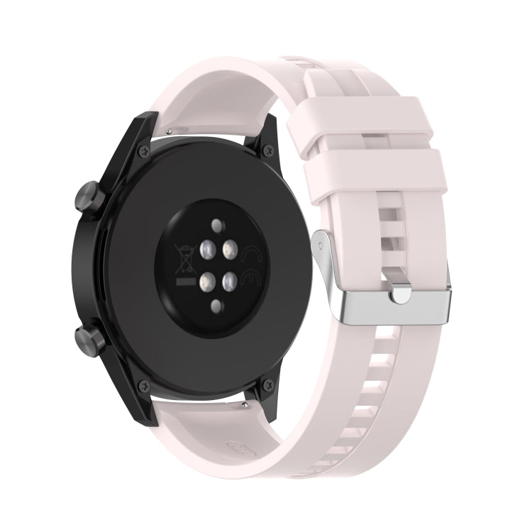 For Huawei Watch GT 2 46mm Silicone Watch Band with Silver Buckle(Quicksand Pink)