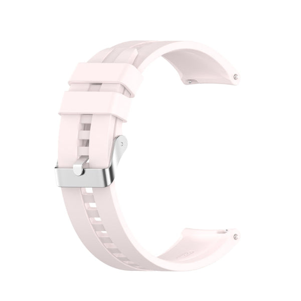 For Huawei Watch GT 2 46mm Silicone Watch Band with Silver Buckle(Quicksand Pink)
