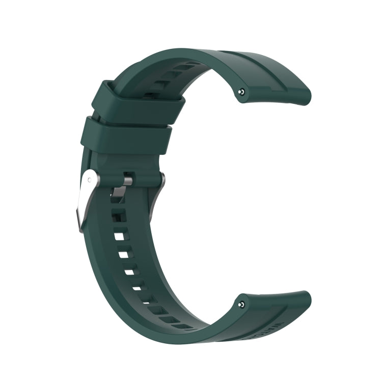 For Huawei Watch GT 2 46mm Silicone Watch Band with Silver Buckle(Dark Green)