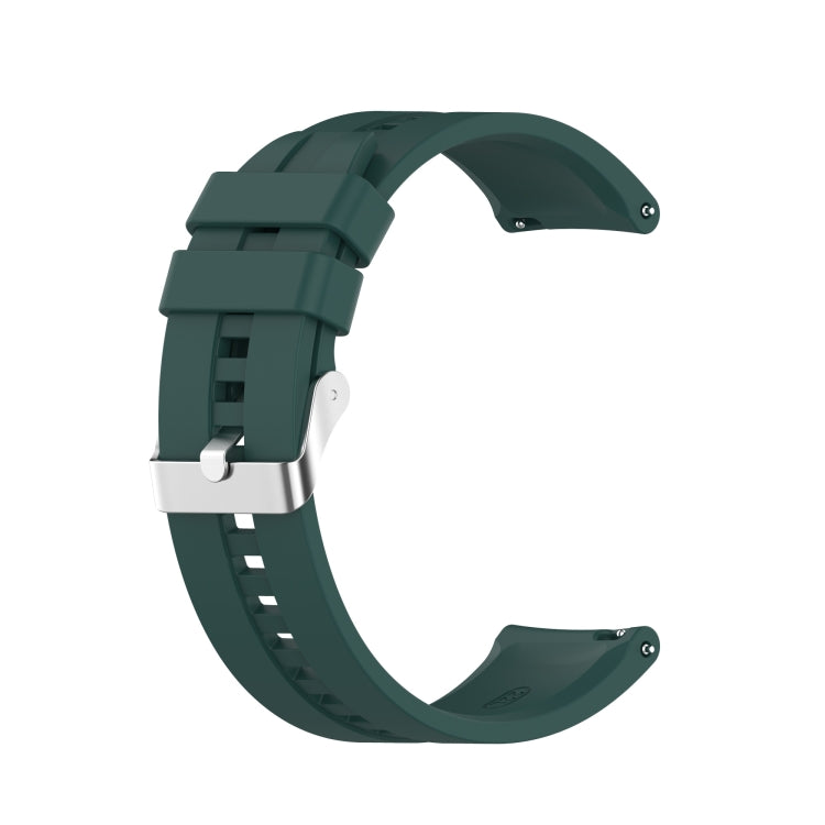 For Huawei Watch GT 2 46mm Silicone Watch Band with Silver Buckle(Dark Green)