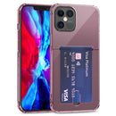 TPU Transparent Protective Case with Card Slots For iPhone 12 Mini(Pink)