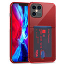 TPU Transparent Protective Case with Card Slots For iPhone 12 Mini(Red)
