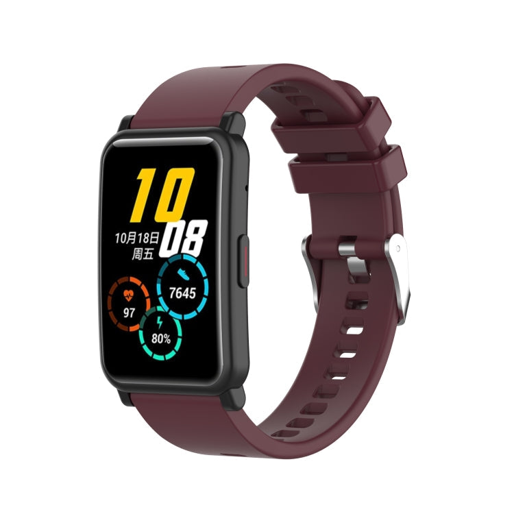 For Huawei Honor Watch ES Silicone Watch Band(Wine Red)