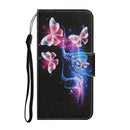 For Huawei P Smart 2021 / Y7a Coloured Drawing Pattern Horizontal Flip PU Leather Case with Holder & Card Slots & Wallet & Lanyard(Three Fluorescent Butterflies)