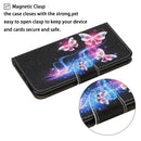 For Huawei P Smart 2021 / Y7a Coloured Drawing Pattern Horizontal Flip PU Leather Case with Holder & Card Slots & Wallet & Lanyard(Three Fluorescent Butterflies)